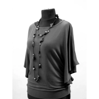 Bluzeczka Diana z pięknymi falbaniastymi rękawami - szara